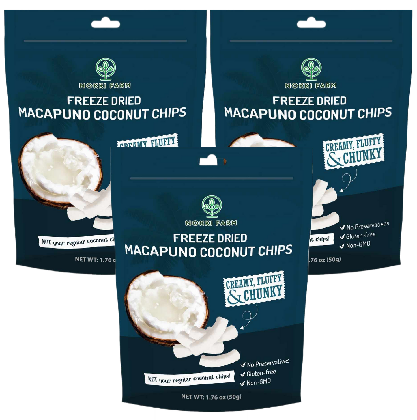 Freeze Dried Macapuno Coconut Chips - Pack of 3