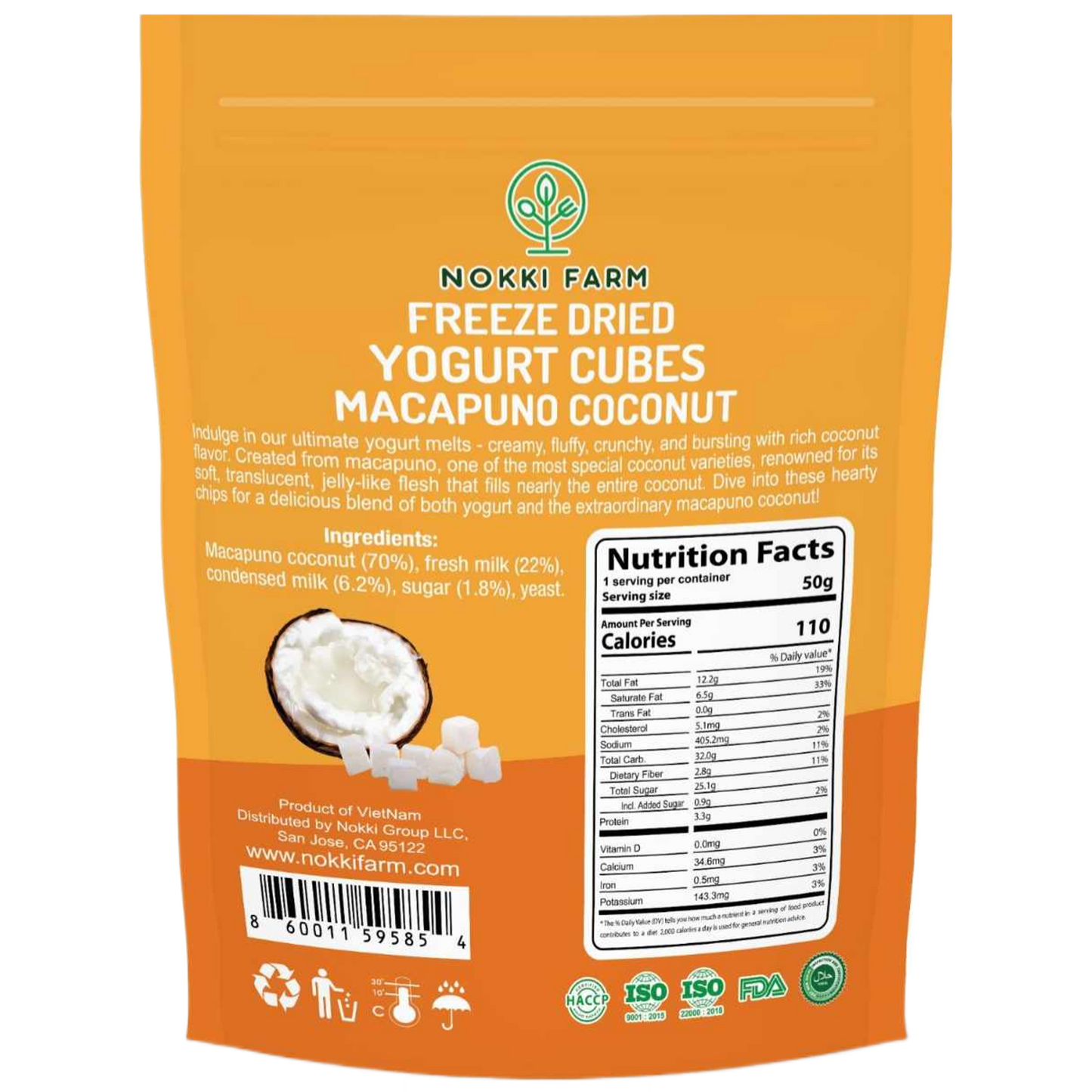 Freeze Dried Yogurt Cubes - Macapuno Coconut - Pack of 3